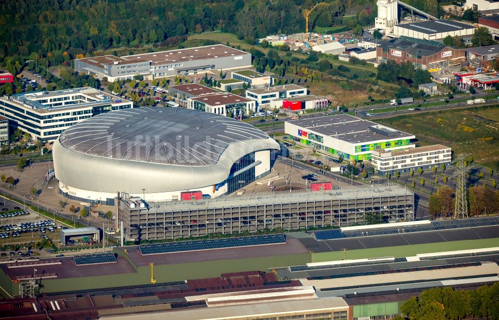 Luftbild Düsseldorf - Veranstaltungshalle ISS Dome in Düsseldorf im Bundesland Nordrhein-Westfalen