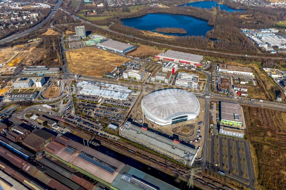 Luftbild Düsseldorf - Veranstaltungshalle ISS Dome in Düsseldorf im Bundesland Nordrhein-Westfalen