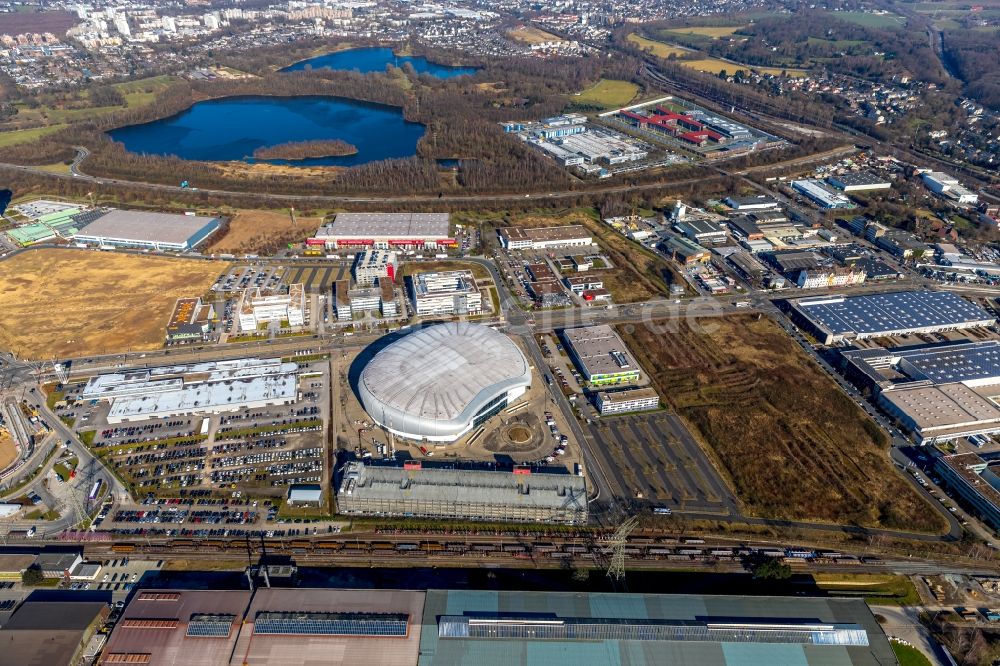 Luftaufnahme Düsseldorf - Veranstaltungshalle ISS Dome in Düsseldorf im Bundesland Nordrhein-Westfalen