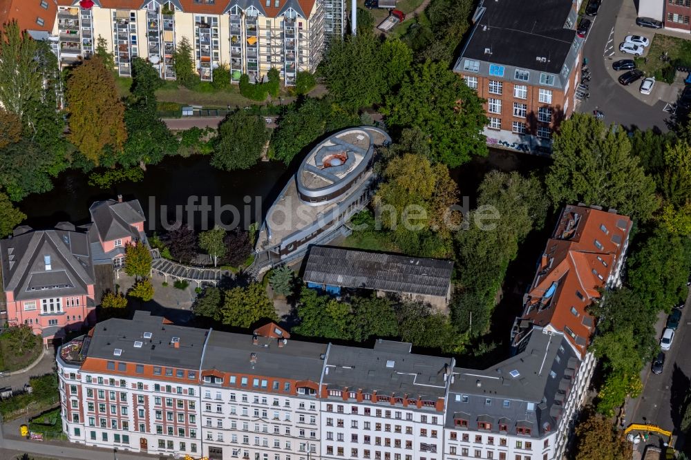 Leipzig aus der Vogelperspektive: Veranstaltungshalle Kulturhafen am Riverboat in Leipzig im Bundesland Sachsen, Deutschland