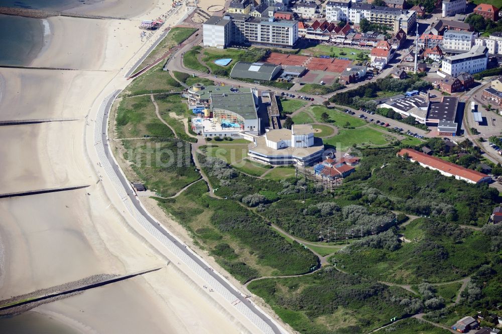 Luftbild Borkum - Veranstaltungshalle auf der Kulturinsel in Borkum im Bundesland Niedersachsen, Deutschland