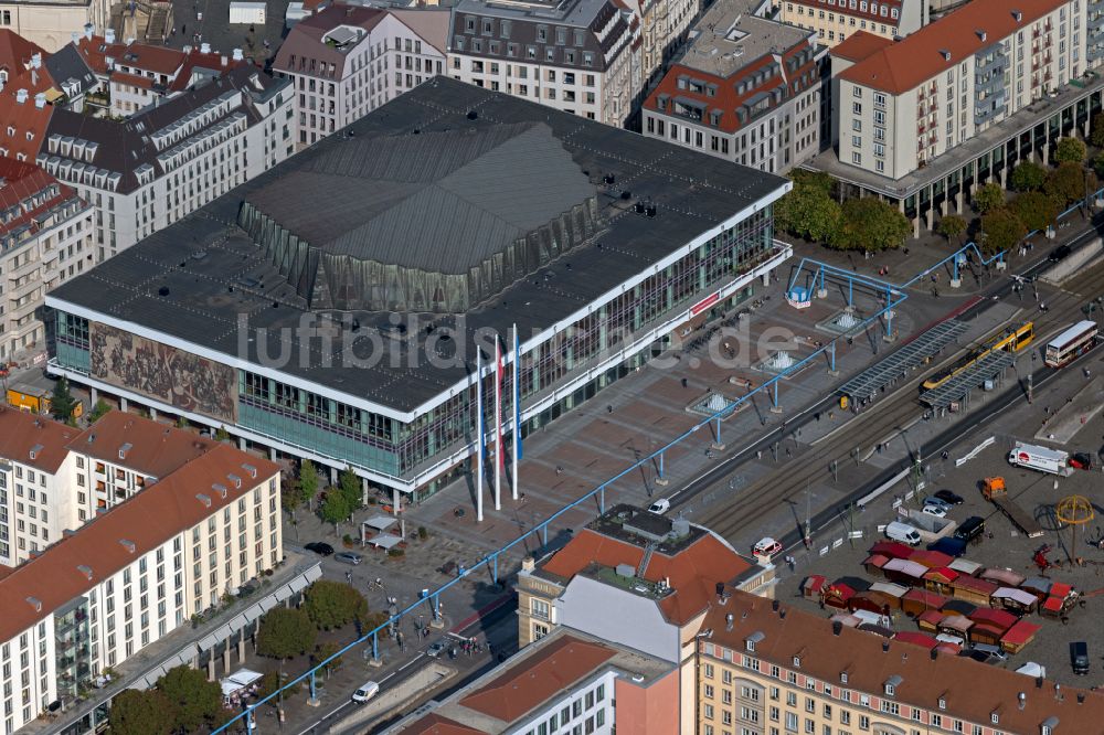 Luftaufnahme Dresden - Veranstaltungshalle Kulturpalast in Dresden im Bundesland Sachsen, Deutschland