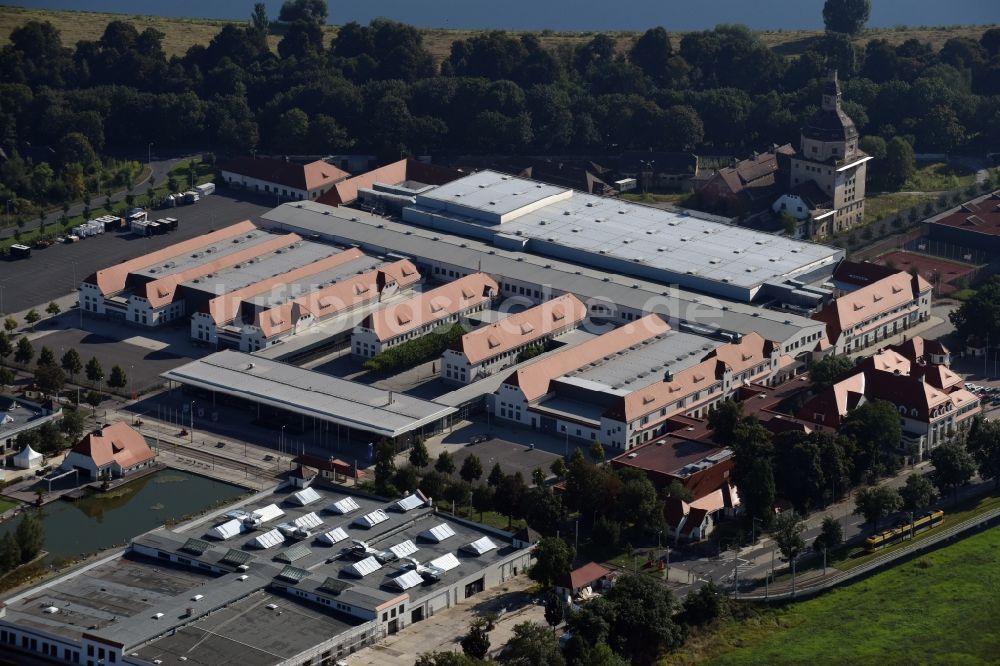 Luftbild Dresden - Veranstaltungshalle Ostrapark - Zentrum für Eventkultur am Messering in Dresden im Bundesland Sachsen