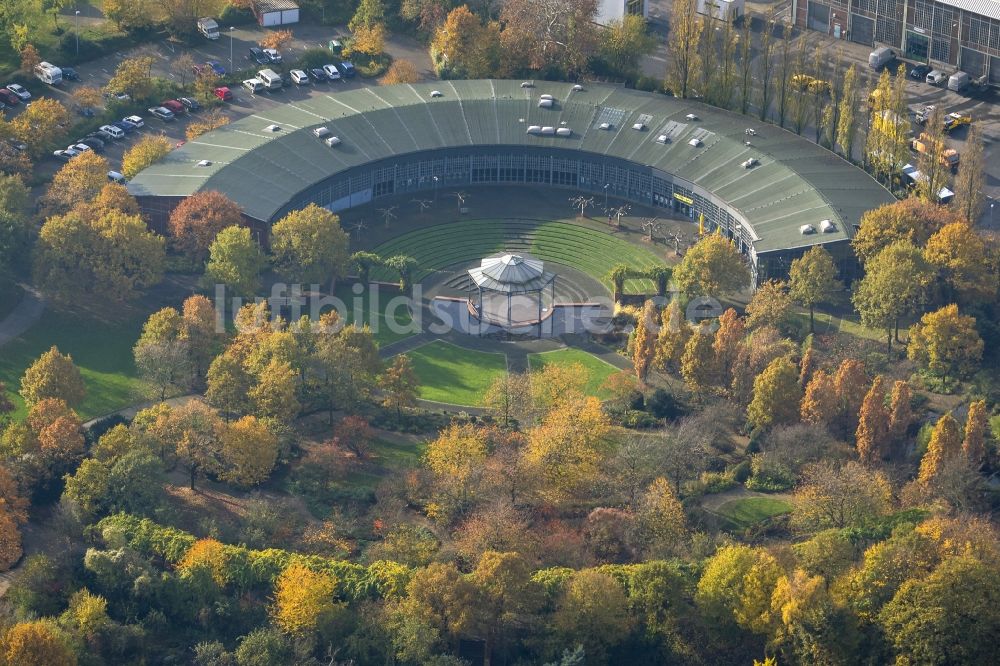 Luftaufnahme Mülheim an der Ruhr - Veranstaltungsort Ringlokschuppen am Schloß Broich in Mülheim an der Ruhr im Bundesland Nordrhein-Westfalen