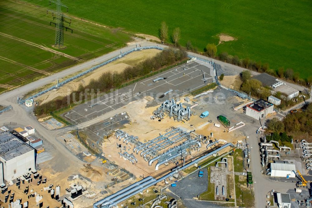 Werne von oben - Verdichterstadion und Pumpwerk für Erdgas der Open Grid Europe in Werne im Bundesland Nordrhein-Westfalen