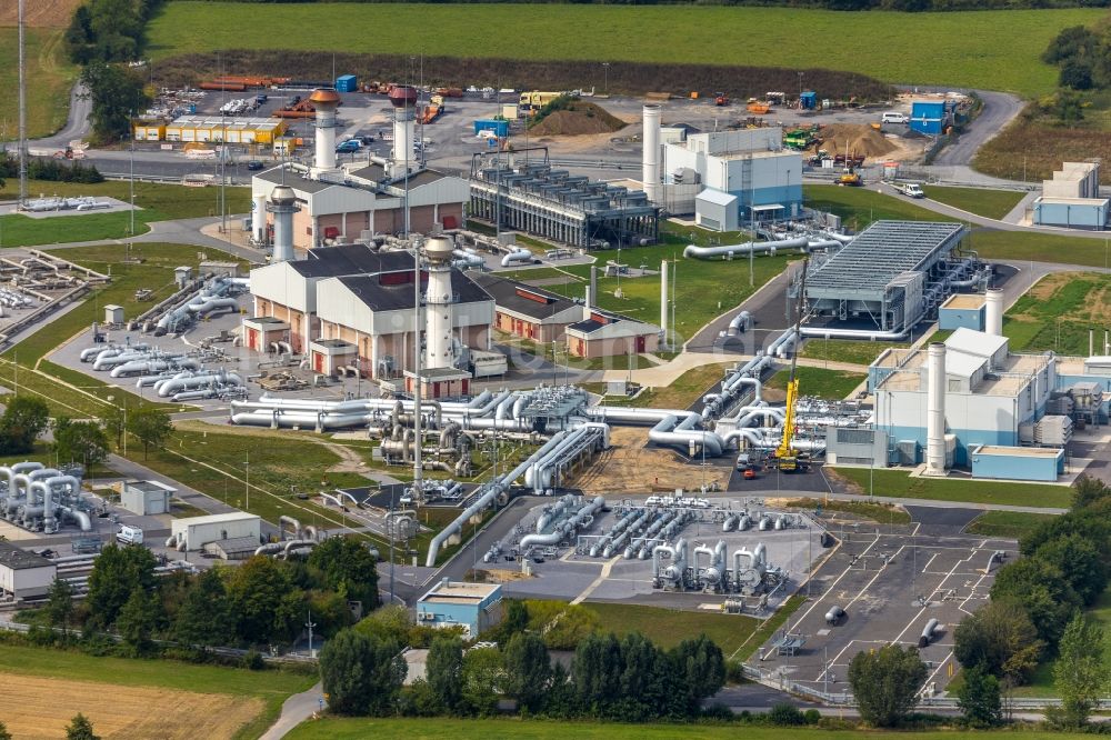 Werne aus der Vogelperspektive: Verdichterstadion und Pumpwerk für Erdgas Open Grid Europe in Werne im Bundesland Nordrhein-Westfalen, Deutschland