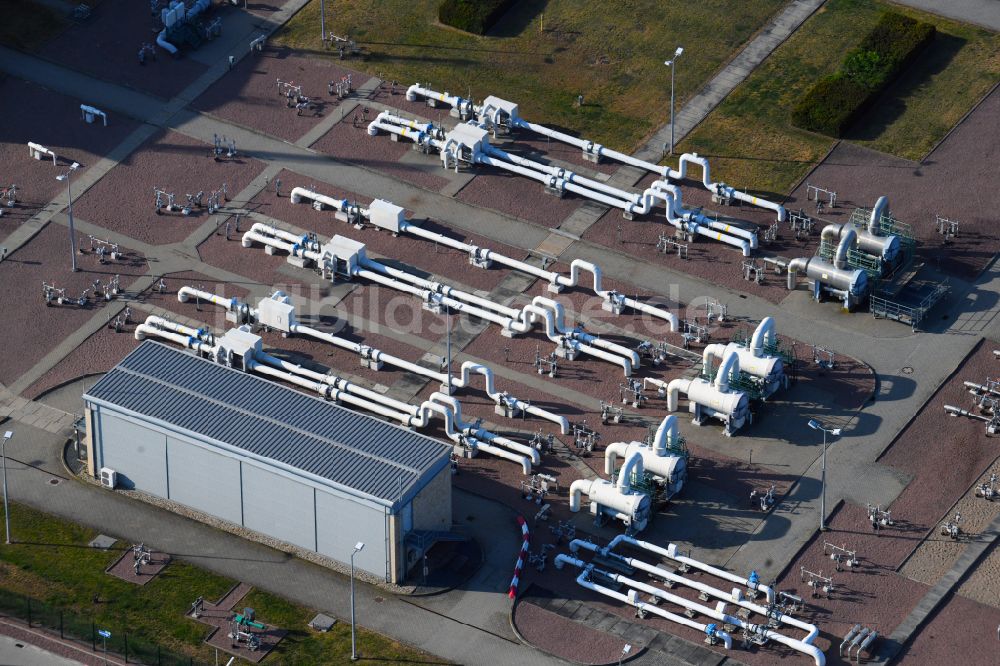 Peißen von oben - Verdichterstadion und Pumpwerk für Erdgas im Untergrundgasspeicher Katharina in Peißen im Bundesland Sachsen-Anhalt, Deutschland