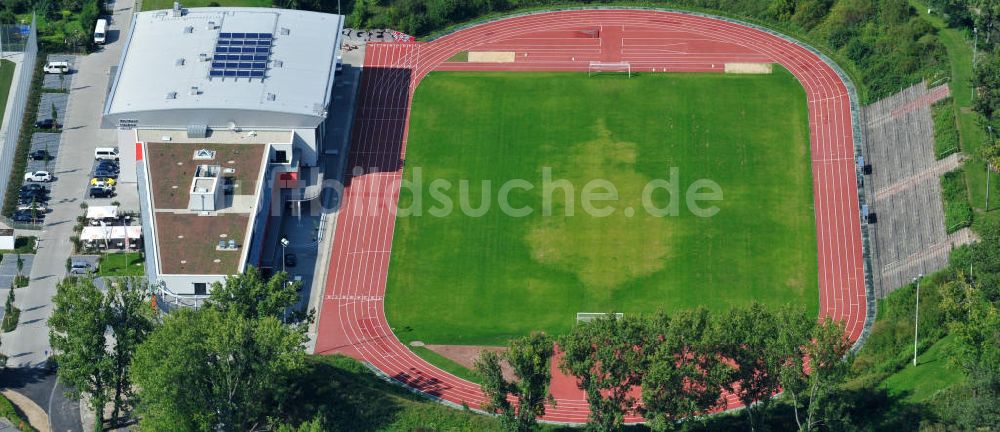 Frankfurt am Main von oben - Vereinsneubau am Stadion am Riederwald des Verein Eintracht Frankfurt