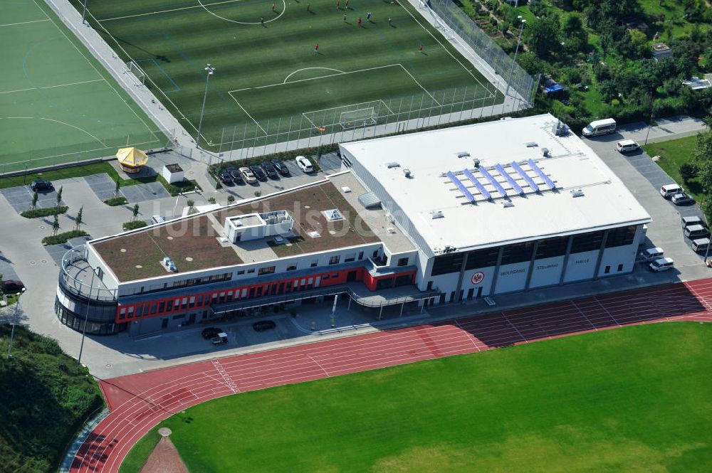 Frankfurt am Main von oben - Vereinsneubau am Stadion am Riederwald des Verein Eintracht Frankfurt