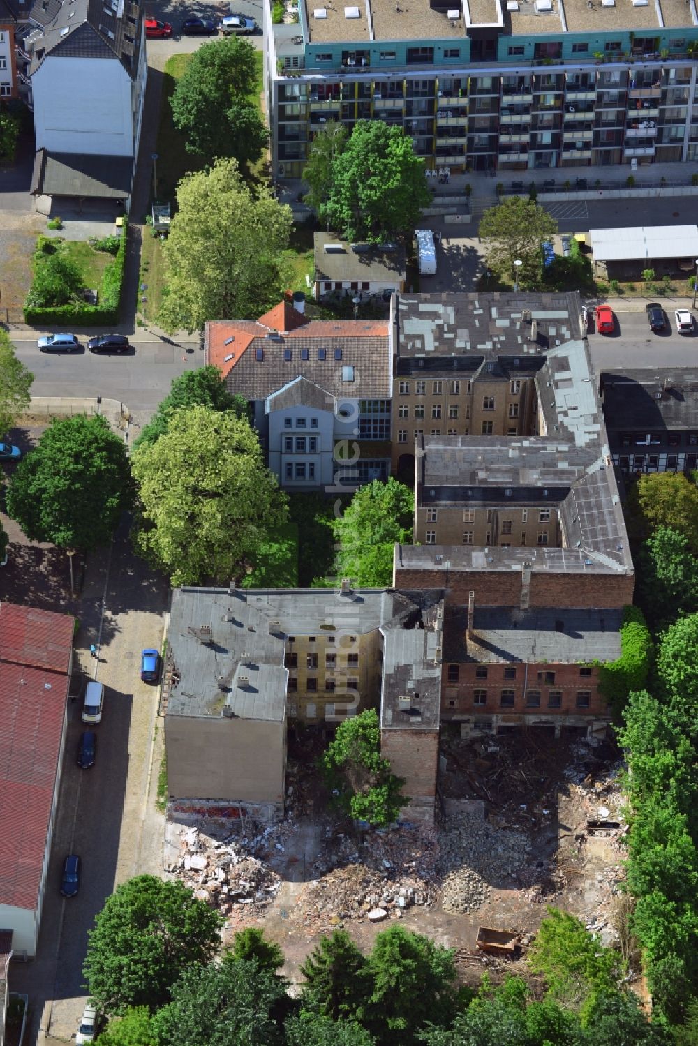 Magdeburg OT Werder von oben - Verfallene Gebäude im Ortsteil Werder in Magdeburg im Bundesland Sachsen-Anhalt