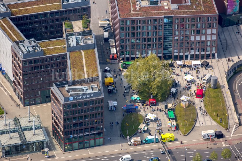 Luftaufnahme Dortmund - Verkaufs- und Imbißstände und Handelsbuden Prinzenstraße in Dortmund im Bundesland Nordrhein-Westfalen, Deutschland