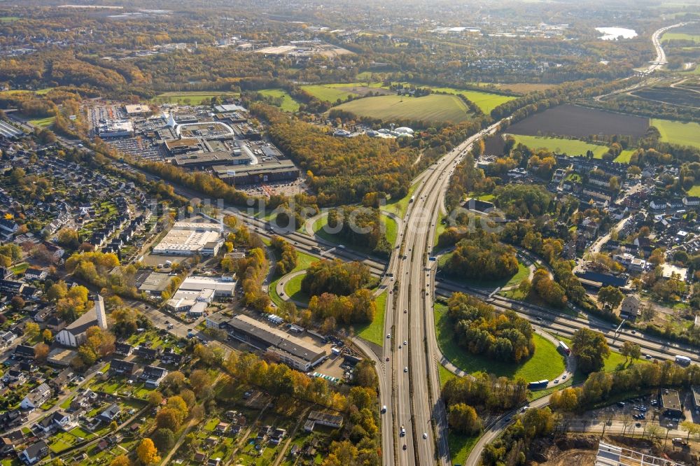 Luftbild Bochum - Verkehrsführung am Autobahnkreuz der BAB A40 - A43 in Bochum im Bundesland Nordrhein-Westfalen