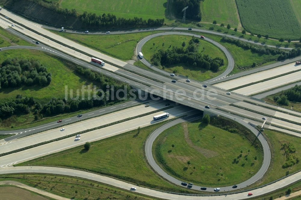 Luftbild Chemnitz - Verkehrsführung am Autobahnkreuz der BAB A4 und der A72 in Chemnitz im Bundesland Sachsen