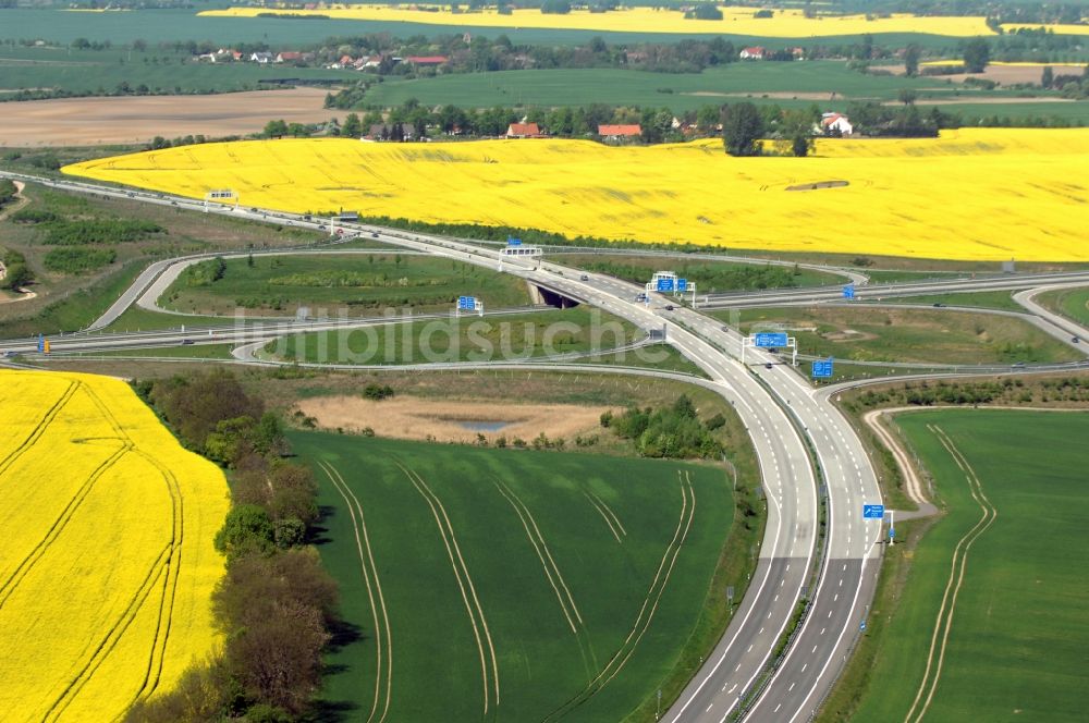 Luftbild Gramzow - Verkehrsführung am Autobahnkreuz der BAB A20 - A11 in Gramzow im Bundesland Brandenburg, Deutschland