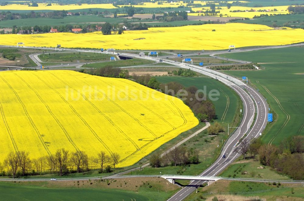 Luftbild Gramzow - Verkehrsführung am Autobahnkreuz der BAB A20 - A11 in Gramzow im Bundesland Brandenburg, Deutschland