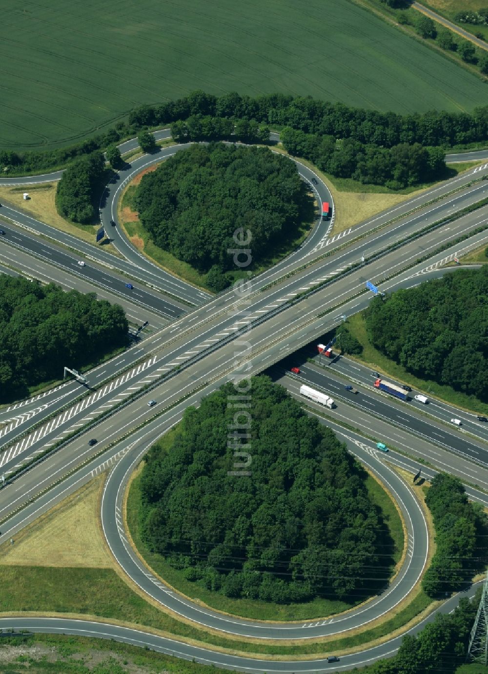 Luftbild Bochum - Verkehrsführung am Autobahnkreuz der BAB A44 - A43 Kreuz Bochum/Witten in Bochum im Bundesland Nordrhein-Westfalen