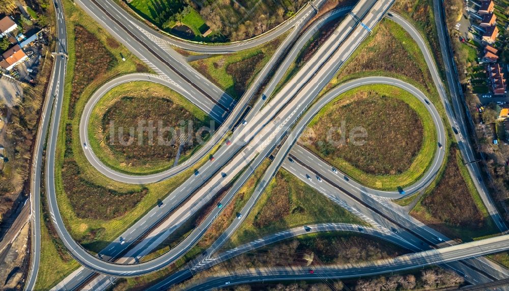 Luftbild Herne - Verkehrsführung am Autobahnkreuz der BAB A42 A43 „Kreuz Herne“ in Herne im Bundesland Nordrhein-Westfalen, Deutschland