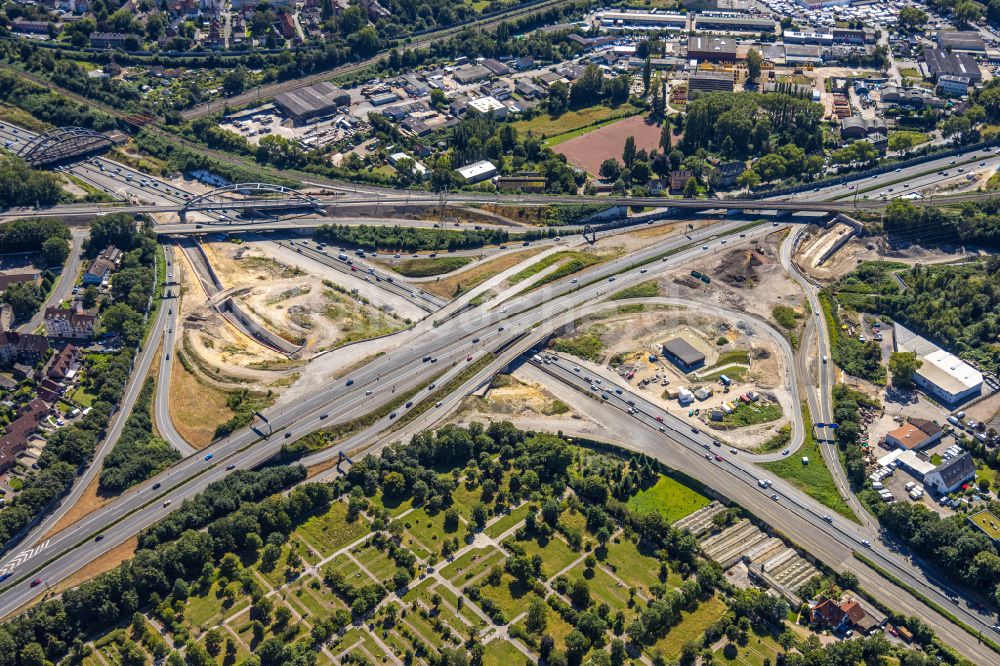 Herne von oben - Verkehrsführung am Autobahnkreuz der BAB A42 A43 Kreuz Herne in Herne im Bundesland Nordrhein-Westfalen, Deutschland