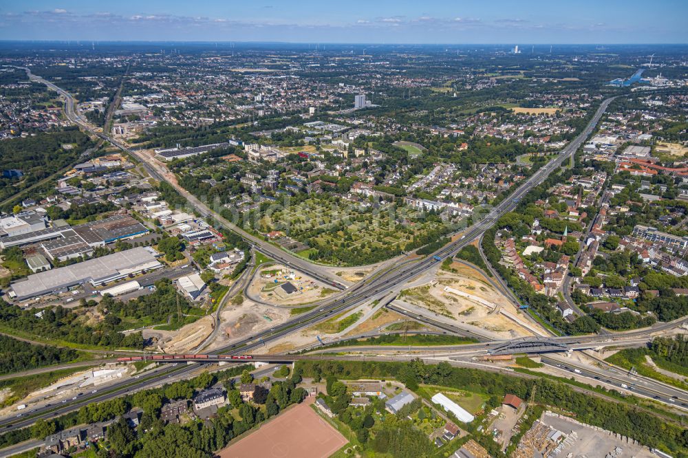 Luftbild Herne - Verkehrsführung am Autobahnkreuz der BAB A42 A43 Kreuz Herne in Herne im Bundesland Nordrhein-Westfalen, Deutschland