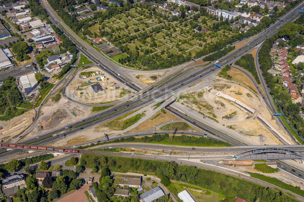 Herne von oben - Verkehrsführung am Autobahnkreuz der BAB A42 A43 Kreuz Herne in Herne im Bundesland Nordrhein-Westfalen, Deutschland