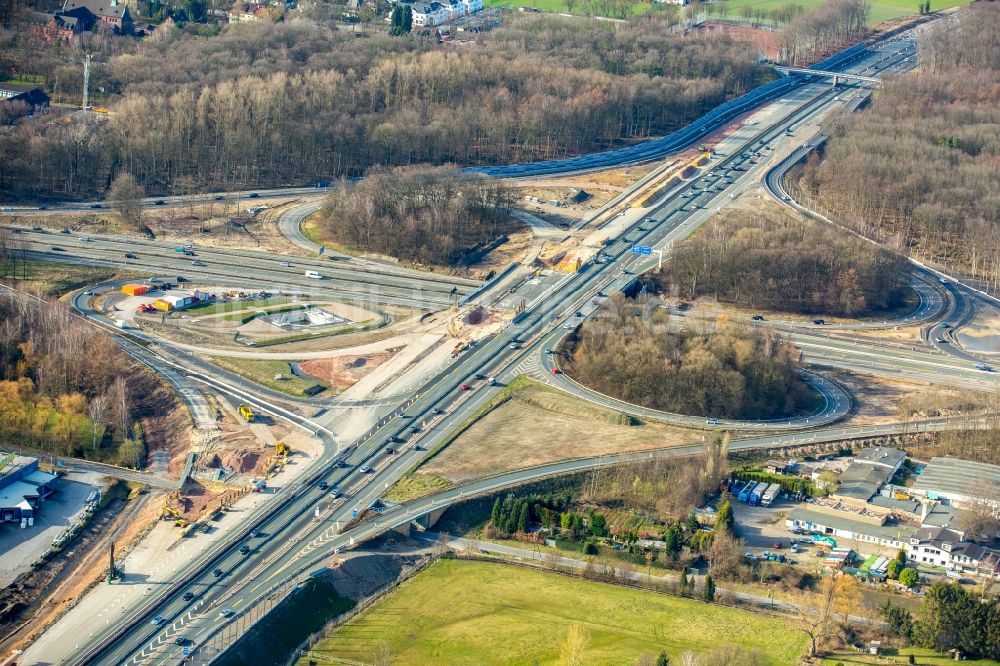 Recklinghausen von oben - Verkehrsführung am Autobahnkreuz der BAB A2 A45 Kreuz Recklinghausen im Ortsteil Stuckenbusch in Recklinghausen im Bundesland Nordrhein-Westfalen