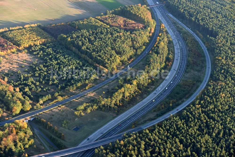 Luftbild Werder - Verkehrsführung am Autobahnkreuz der BAB A2 und A10 Werder im Bundesland Brandenburg