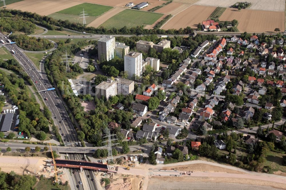 Luftbild Mainz - Verkehrsführung am Autobahnkreuz Mainz Süd der BAB A60 und A63 in Mainz im Bundesland Rheinland-Pfalz