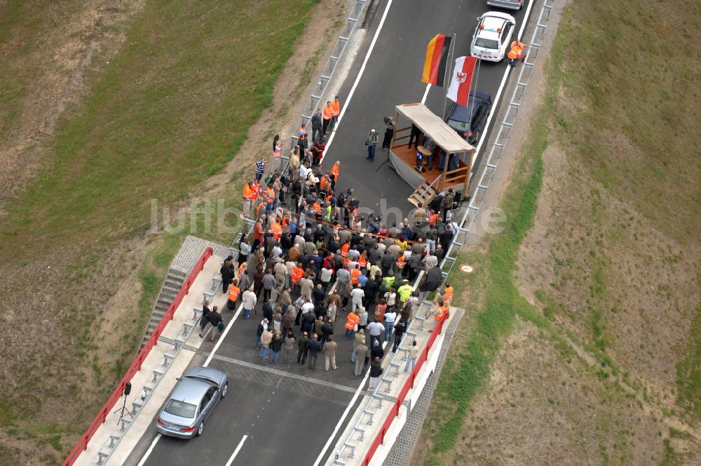 Nuthetal von oben - Verkehrsfreigabe Autobahndreieck Nuthetal