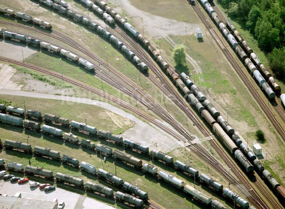 Luftbild Schwarzheide / Brandenburg - Verlade- und Rangierbahnhof auf dem südlichen Werksgelände der BASF - Schwarzheide .