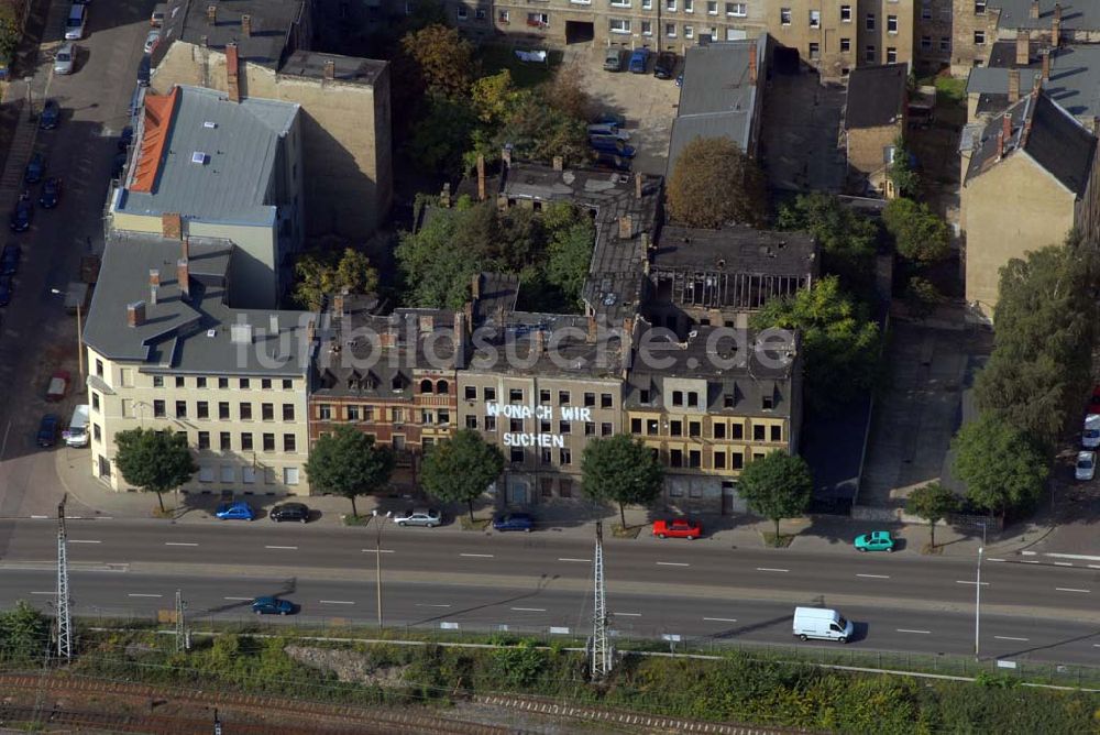 Luftaufnahme Halle - Verlassene Häuser in der Volkmannstraße in Halle/Saale