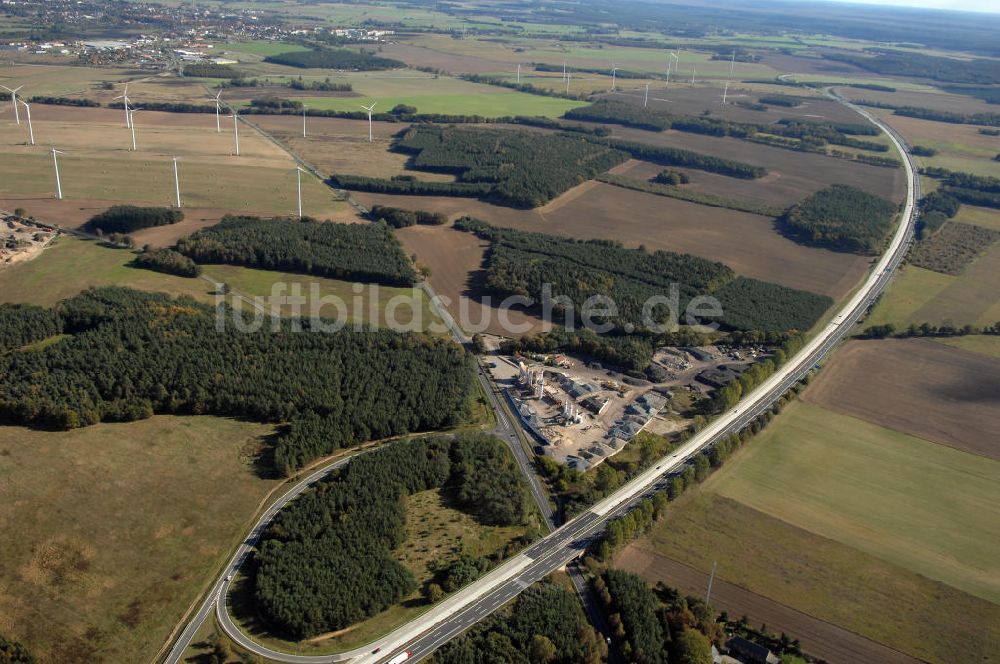 Heiligengrabe von oben - Verlauf Bundesstrasse 189 von Wittenberge bis Wittstock