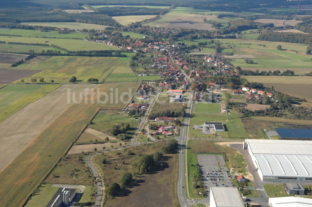 Heiligengrabe aus der Vogelperspektive: Verlauf Bundesstrasse 189 von Wittenberge bis Wittstock