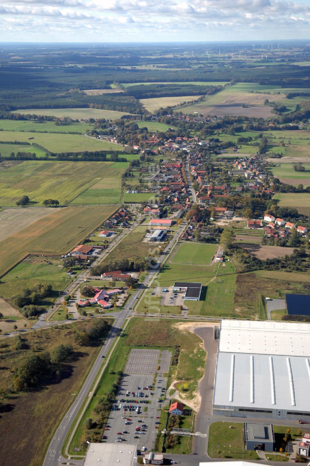 Heiligengrabe von oben - Verlauf Bundesstrasse 189 von Wittenberge bis Wittstock