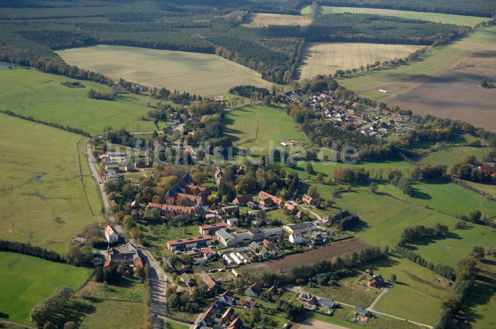 Heiligengrabe von oben - Verlauf Bundesstrasse 189 von Wittenberge bis Wittstock