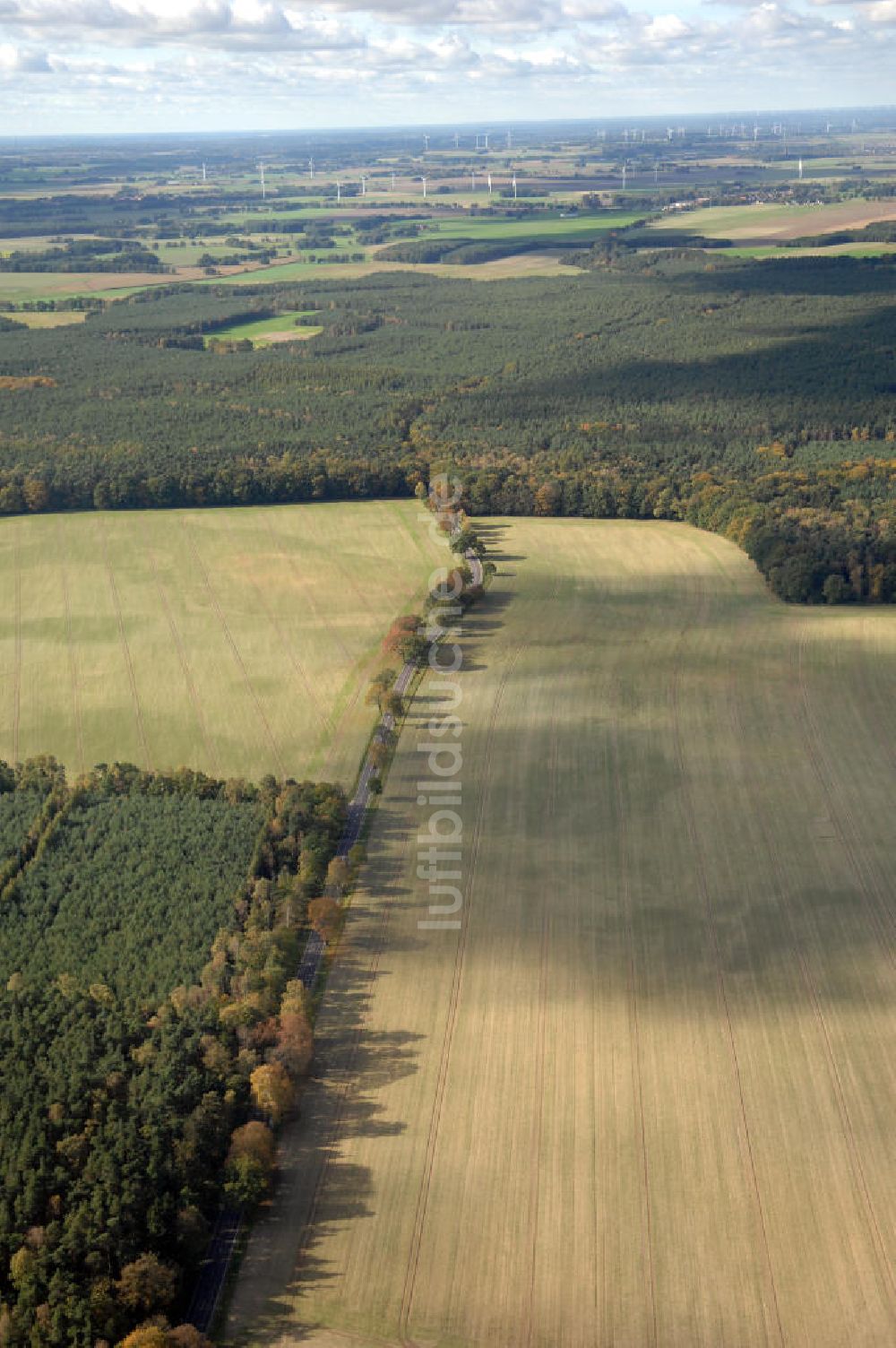 Heiligengrabe aus der Vogelperspektive: Verlauf Bundesstrasse 189 von Wittenberge bis Wittstock