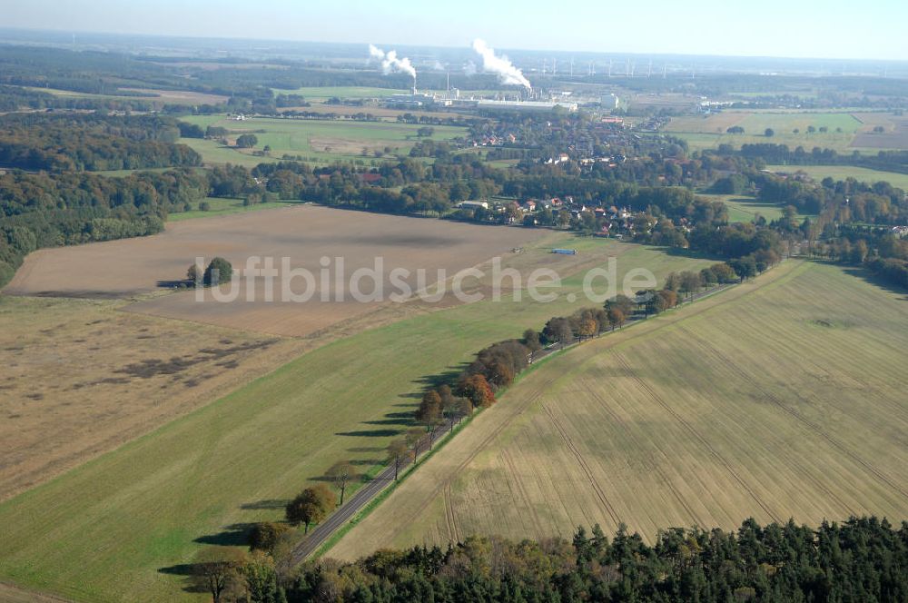 Heiligengrabe von oben - Verlauf Bundesstrasse 189 von Wittenberge bis Wittstock