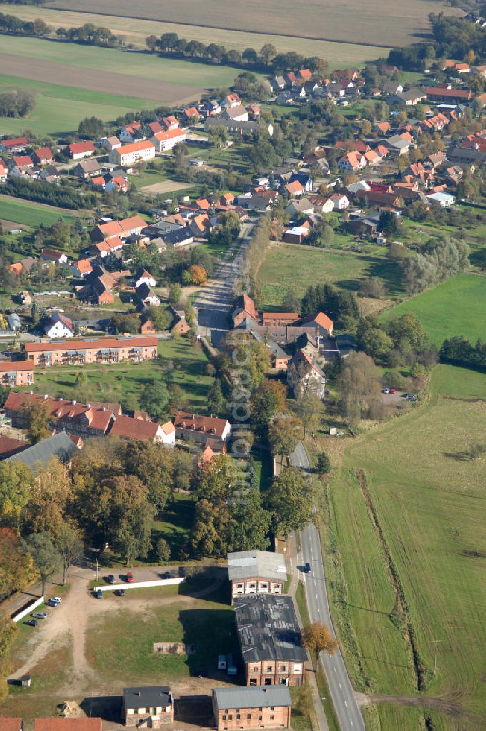 Heiligengrabe von oben - Verlauf Bundesstrasse 189 von Wittenberge bis Wittstock