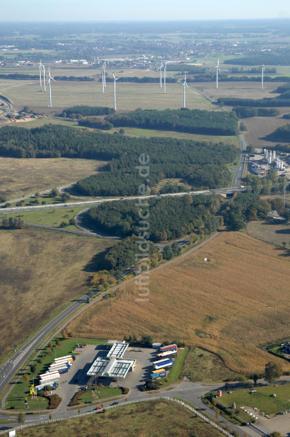 Heiligengrabe von oben - Verlauf Bundesstrasse 189 von Wittenberge bis Wittstock