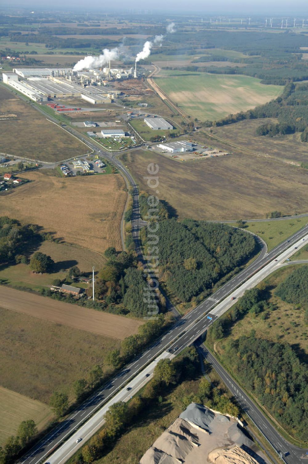 Heiligengrabe von oben - Verlauf Bundesstrasse 189 von Wittenberge bis Wittstock