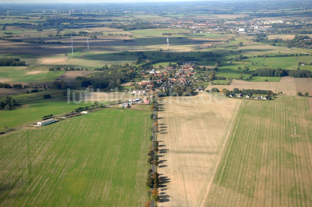 Kemnitz von oben - Verlauf Bundesstrasse 189 von Wittenberge bis Wittstock