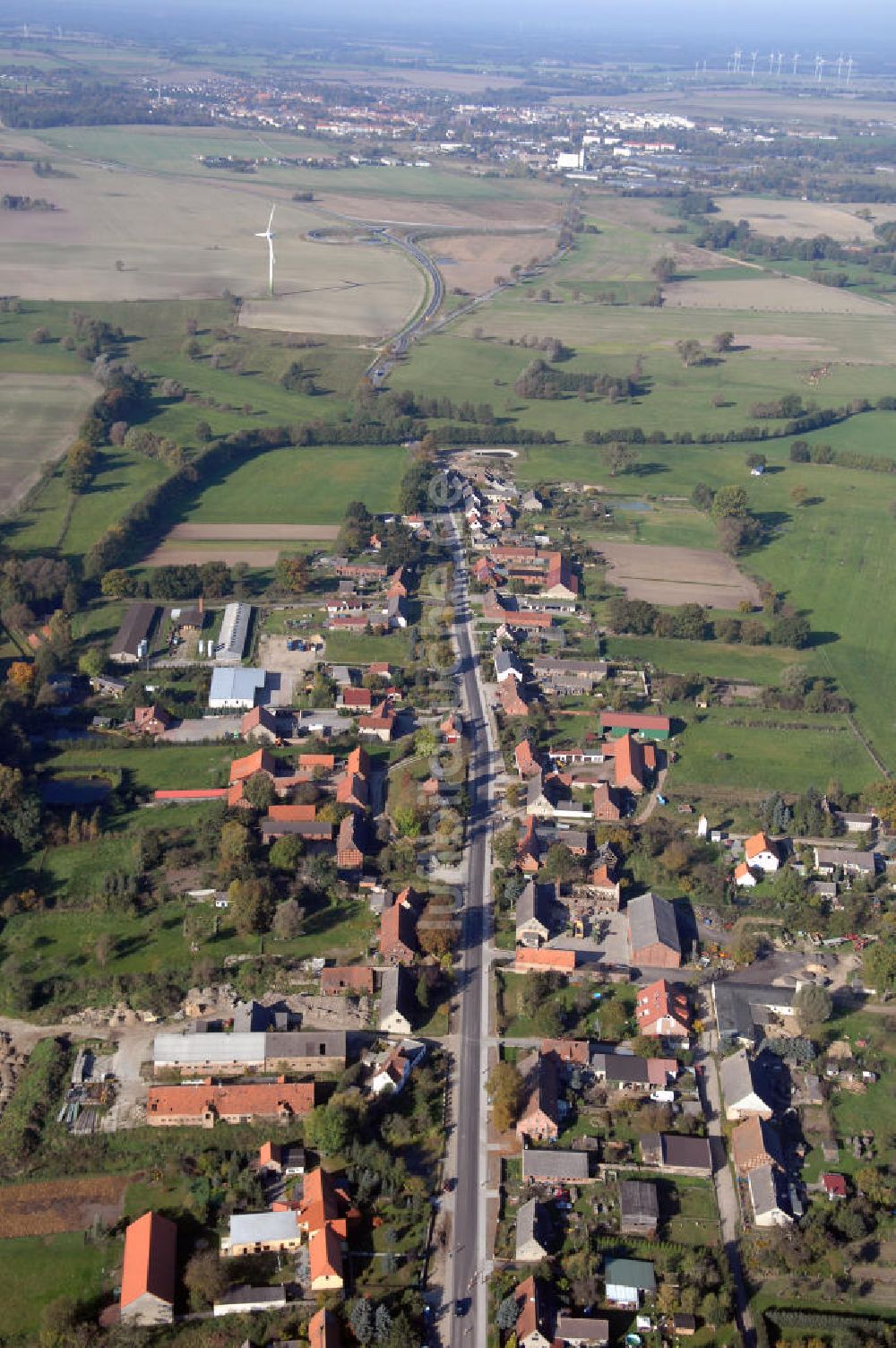 Kemnitz aus der Vogelperspektive: Verlauf Bundesstrasse 189 von Wittenberge bis Wittstock