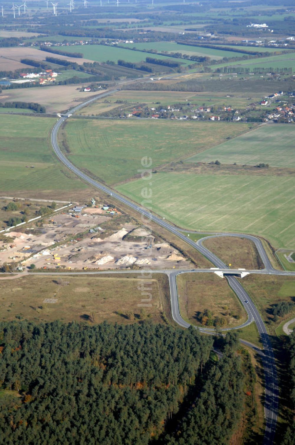 Perleberg von oben - Verlauf Bundesstrasse 189 von Wittenberge bis Wittstock