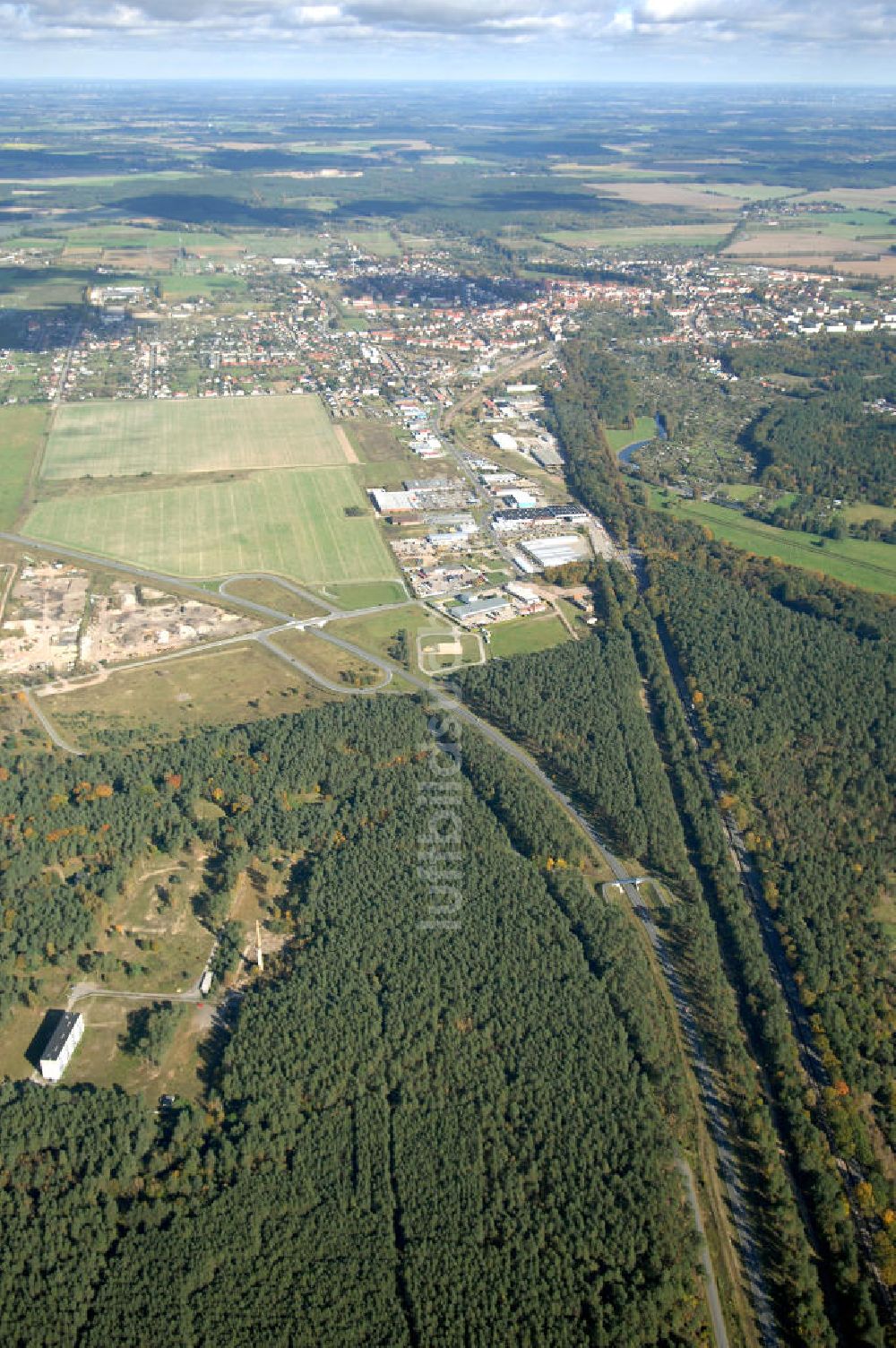 Perleberg aus der Vogelperspektive: Verlauf Bundesstrasse 189 von Wittenberge bis Wittstock