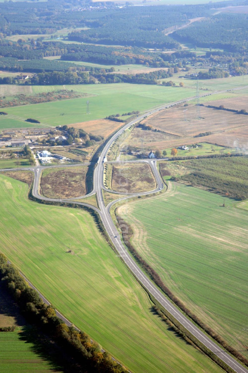 Luftbild Perleberg - Verlauf Bundesstrasse 189 von Wittenberge bis Wittstock