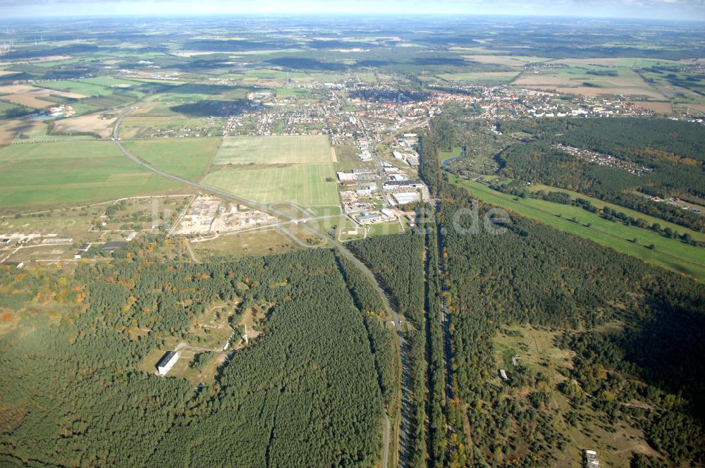 Perleberg von oben - Verlauf Bundesstrasse 189 von Wittenberge bis Wittstock