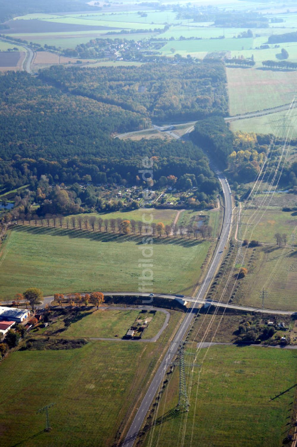 Luftbild Perleberg - Verlauf Bundesstrasse 189 von Wittenberge bis Wittstock