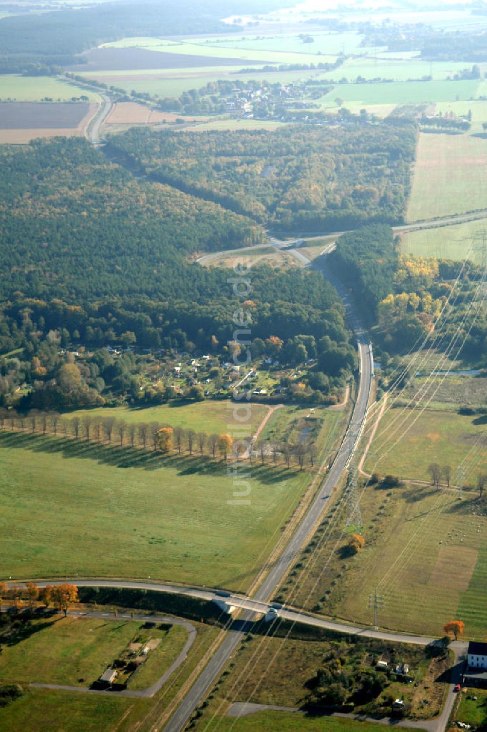 Luftaufnahme Perleberg - Verlauf Bundesstrasse 189 von Wittenberge bis Wittstock