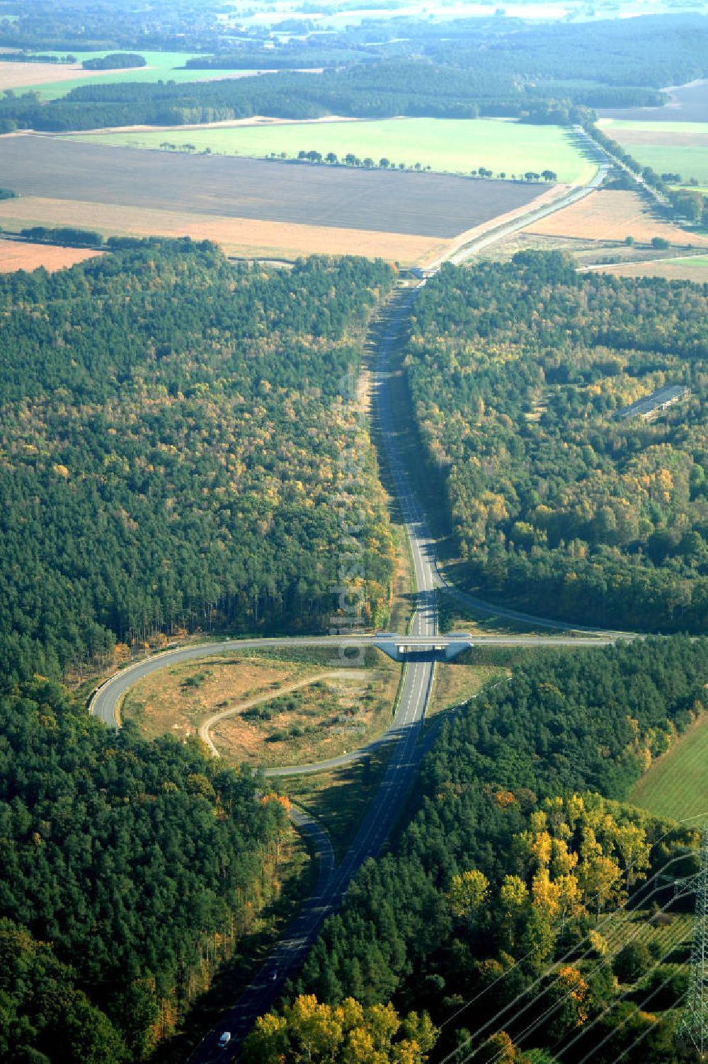 Perleberg von oben - Verlauf Bundesstrasse 189 von Wittenberge bis Wittstock