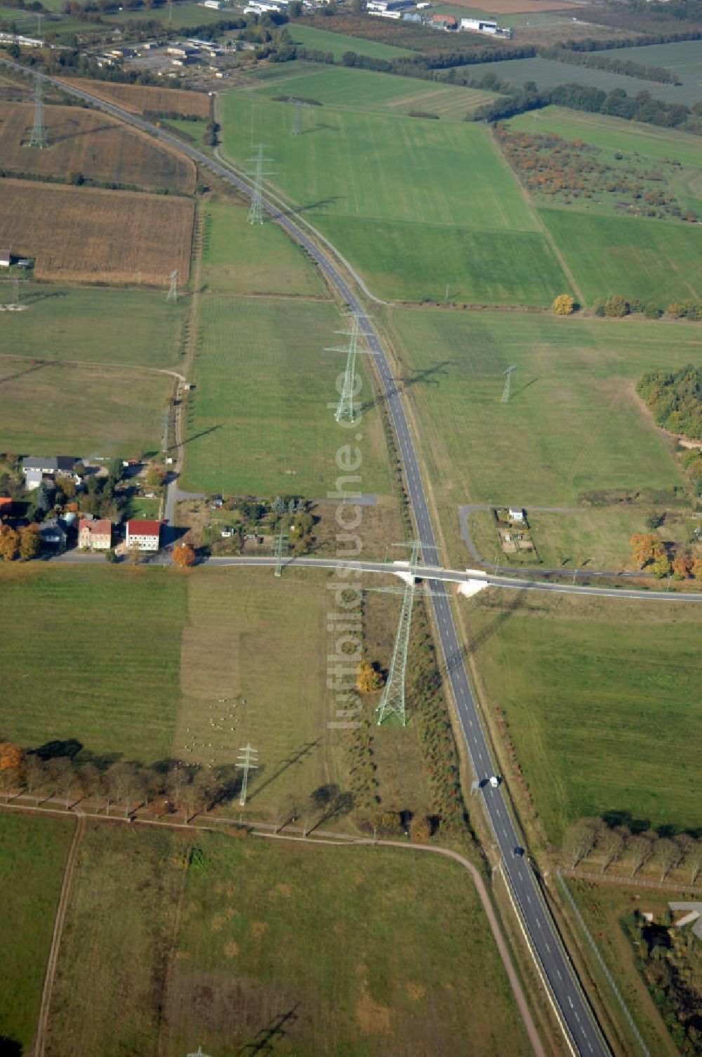 Perleberg aus der Vogelperspektive: Verlauf Bundesstrasse 189 von Wittenberge bis Wittstock