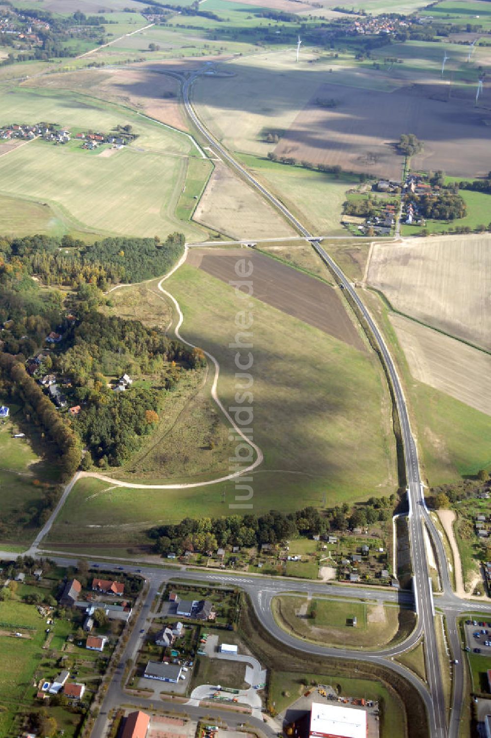 Luftaufnahme Pitzwalk - Verlauf Bundesstrasse 189 von Wittenberge bis Wittstock